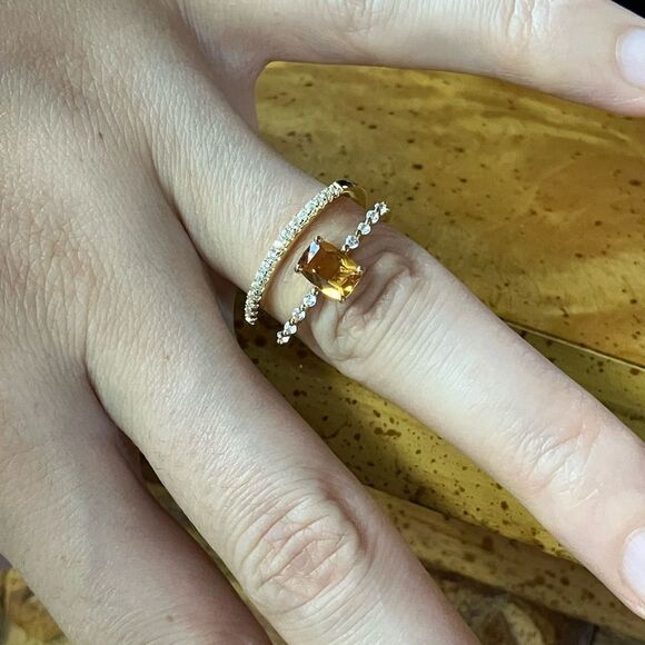 Brazilian Citrine Sterling Silver Ring Set Size 7.75 - Picture 4 of 9